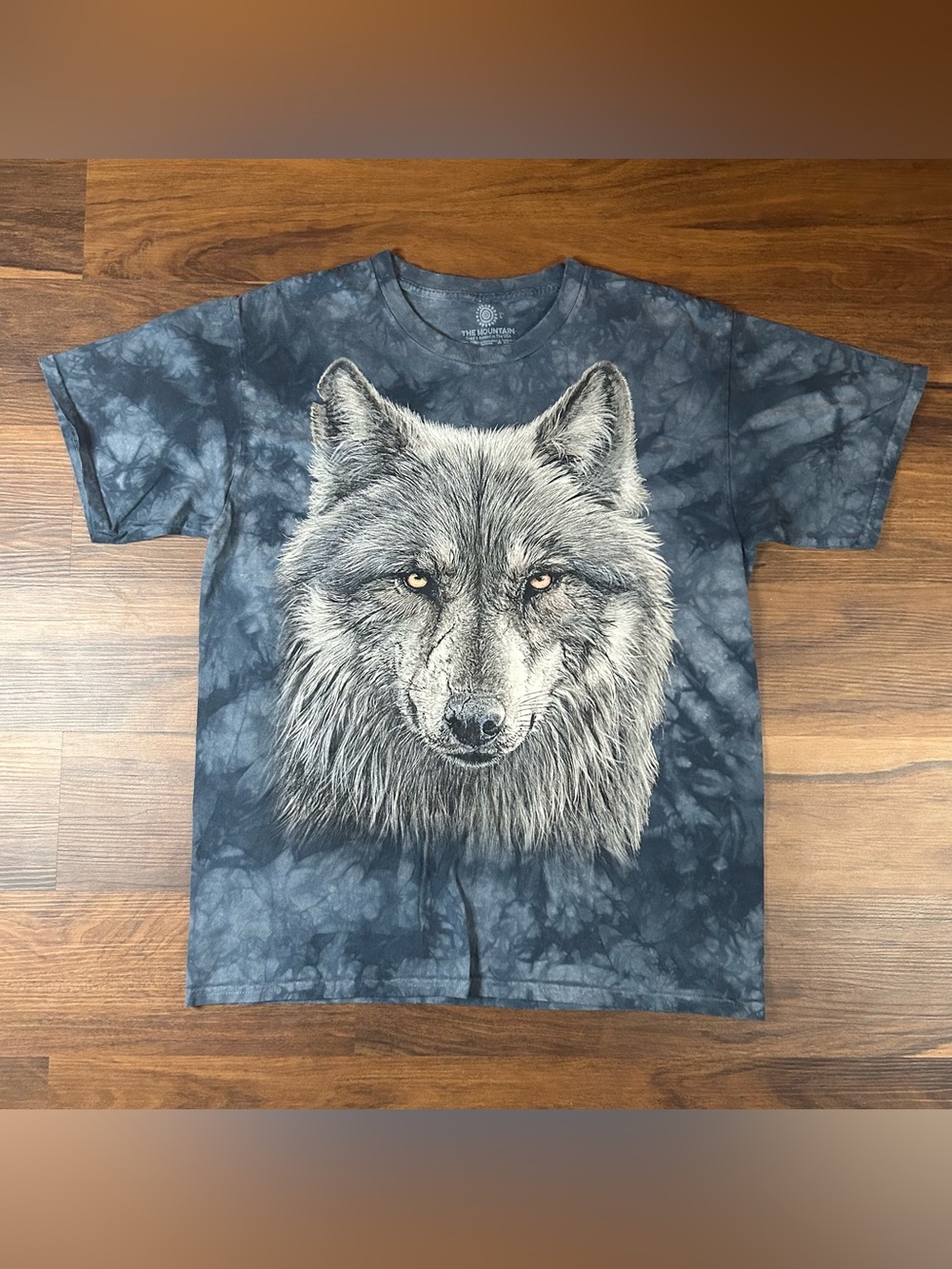 The Mountain Wolf Tee - navy and Gray Tie-Dye